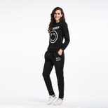 Womens Two Piece Set Smiley Face Print Sweatshirt and Pants Casual Style for Autumn and Winter