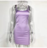 Satin Mini Dress Candy Color Spaghetti Straps Summer Style Wholesale Womens Fashion custom packa