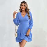 Womens Long Sleeve Dress Sexy Backless Design Ruffle Hem Elegant Style Perfect for Autumn and Wi
