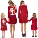 Long Sleeve Christmas Print Family Matching Dresses for Women Casual Holiday Wear Wholesale Low MOQ custom packaging