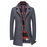 Mens Mid Length Wool Blend Overcoat Thickened Lapel Warm Fabric Stylish Design Perfect for Winte