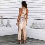 Summer Womens Sequin Maxi Dress Elegant A Line Silhouette Sleeveless Spaghetti Strap