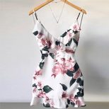 Summer Floral Print V Neck Sleeveless Dress Sexy Style Elegant Design Perfect for Parties and Ca