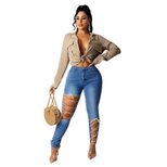 Fashionable Womens Denim Pants Creative Tie Design High Waist Casual Style Perfect for Autumn and Winter Wholesa