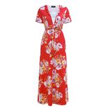 Floral Print Maxi Dress for Women Ruffle Hem Long Sleeve Summer Casual Wear