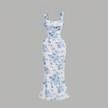 Floral Maxi Dress Sexy Sleeveless High Waist Bodycon Fit Summer Casual Wear Wholesale Available