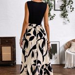 Elegant Color Block Sleeveless A Line Dress for Women V Neck Geometric Pattern Spring Summer Collection
