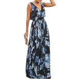 Summer Womens Floral Print Maxi Dress with V Neck and Sleeveless Design for Casual Wear in Multiple Sizes