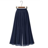 Wide Leg Chiffon Pants Loose Fit Comfortable Elastic Waist Summer Casual Wear for Women Wholesal