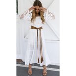 Embroidered Lace Sheer Dress Off Shoulder Bell Sleeves Elegant Style Perfect for Parties and Spe