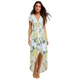 Floral Print Maxi Dress for Women Short Sleeve V Neck Summer Casual Wear Available in Multiple Sizes Wholesale