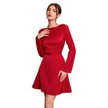 Red Backless Mini Dress Simple Design High Waist Long Sleeve Autumn Winter Fashion Wholesale Ava