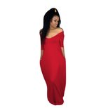 Casual Short Sleeve Pocket Dress for Women Solid Color Relaxed Fit Summer Wear