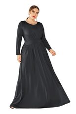 Plus Size Long Sleeve Round Neck Dress Elegant Evening Gown for Fall Winter private label
