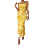 Sexy Floral Print High Waist Bodycon Maxi Dress Sleeveless Strapless Comfortable Fabric Perfect