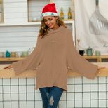 Loose Fit Womens Knit Sweater Solid Color High Neck Long Sleeve Spring Summer Fashion Wholesale
