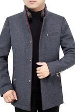 Mens Mid Length Fleece Lined Coat Removable Fur Collar Warm Insulation Stylish Design Ideal for