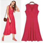 Summer A Line Dress for Women V Neck Sleeveless Slim Fit Waist Defining Perfect for Casual Outin