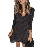 V Neck Irregular Sequin Evening Dress for Women Elegant Party Wear Available in Multiple Sizes Wholesale Supply