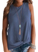 Twisted Hem Sleeveless T Shirt Fashionable Casual Style Round Neck Wholesale Supply Available cu