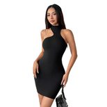 Summer Womens Dress High Neck Sleeveless Off Shoulder Short Length Elegant Style for Parties Who