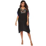 Loose Fit Crochet Lace Trim Tassel Beach Cover Up Dress Lightweight Bohemian Style Summer Wear W