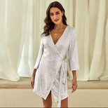 Floral Print Bodycon Dress V Neck Three Quarter Sleeve Elegant Party Wear fast shipping