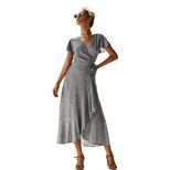 Floral Print Summer Dress for Women Casual Fit Short Sleeve Round Neck Lightweight Fabric