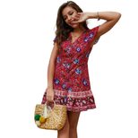 Bohemian Floral Print Dress Original Design Summer Style Sexy Fit Perfect for Casual Outings Who