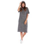 Womens Summer Dress Solid Color Short Sleeve Loose Fit Hooded Side Slit Casual Wear Wholesale Av