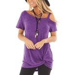Twist Front Short Sleeve T Shirt for Women Casual Loose Fit Summer Wear Available in Multiple Sizes Wholesale