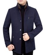Mens Mid Length Fleece Lined Coat Removable Fur Collar Warm Insulation Stylish Design Ideal for