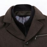 Mens Casual Overcoat Thickened Wool Fabric Lapel Collar Business Style Perfect for Middle Aged W