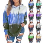 Hooded Long Sleeve Sweatshirt for Women Rainbow Gradient Print Cozy Fabric Casual Wear