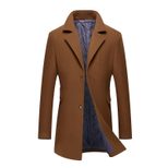 Mens Business Overcoat Thick Wool Blend Single Breasted Mid Length Suit Collar Formal Wear Winte