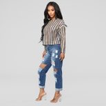 Distressed Knee Ripped Womens Jeans Casual Fit High Waist Denim Fabric Available in Multiple Sizes Wholesale