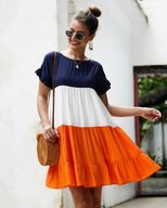 Color Block A Line Dress Original Design Autumn Winter Style Trendy and Chic Wholesale Available