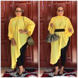 Plus Size Womens Dress Solid Color Irregular Hem Chiffon Fabric Fashionable for Moms Suitable fo