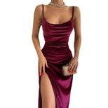 Velvet Bodycon Dress Sexy Split Design Spaghetti Straps Elegant Party Wear Summer Collection Who