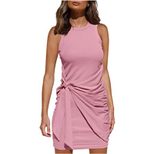 Sleeveless Summer Dress Round Neck Irregular Hem Ruffled Design Casual Wear