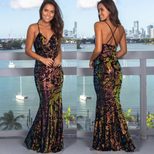 V Neck Sequin Mermaid Dress Sleeveless Elegant Bodycon Fit Perfect for Parties and Special Occas
