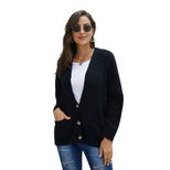 Womens Casual Knit Cardigan Solid Color V Neck Button Closure Loose Fit Autumn Winter Fashion Wholesale Availabl