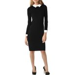 Long Sleeve Collared Pencil Dress for Women Elegant Fit Autumn Winter Collection