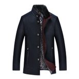 Mens Wool Blend Overcoat Warm Lined with Fur Collar Casual Business Style custom packaging