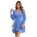 Womens Long Sleeve Dress Sexy Backless Design Ruffle Hem Elegant Style Perfect for Autumn and Wi