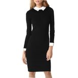 Long Sleeve Collared Pencil Dress for Women Elegant Fit Autumn Winter Collection