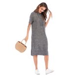 Womens Summer Dress Solid Color Short Sleeve Loose Fit Hooded Side Slit Casual Wear Wholesale Av
