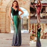 Fashionable Gradient Color Sequin Evening Dress Womens Stylish Design Elegant Silhouette Perfect