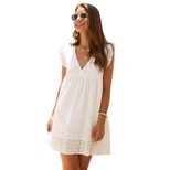 Womens Summer Dress V Neck Loose Fit Lace Short Skirt Casual Wear fast shipping