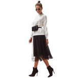 Womens Knit Sweater Slim Fit Lantern Sleeves Frayed Hem Winter Fashion for Casual Wear Wholesale